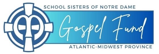 image of Gospel Fund logo, script text on blue
