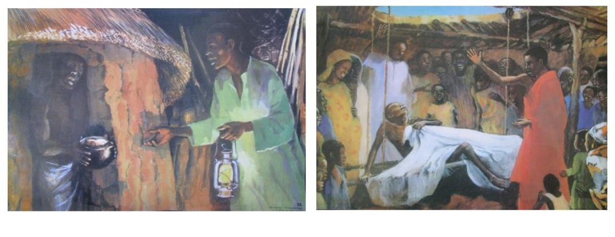 Two paintings of Jesus' teachings were created by the Jesus MAFA movement in Cameroon, Africa. They are used here with permission.