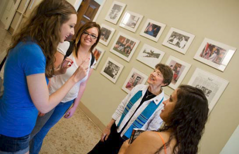 Sister Linda Stilling with NDMU students