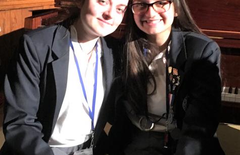 Tri-M Chapter 2150 Co-presidents Maria Guyre and Maya Sharma.