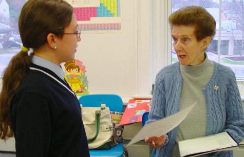 )Photo of Sister Rita Killoran with Student