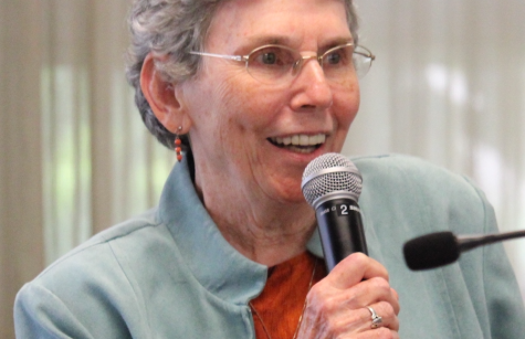 Sister Pat Murphy addresses the group