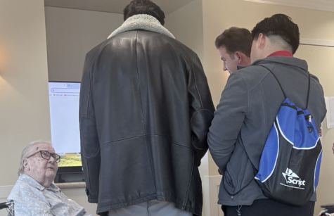 Seminarians visit with Sister John Mary Hayes 