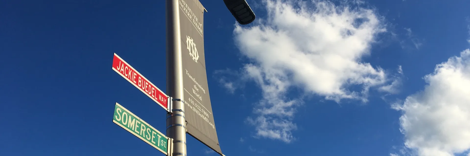 Sign honoring Jackie Buedel